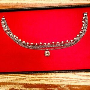 Elegant Davis Yurman Multi-Layered Silver Necklace with pearls